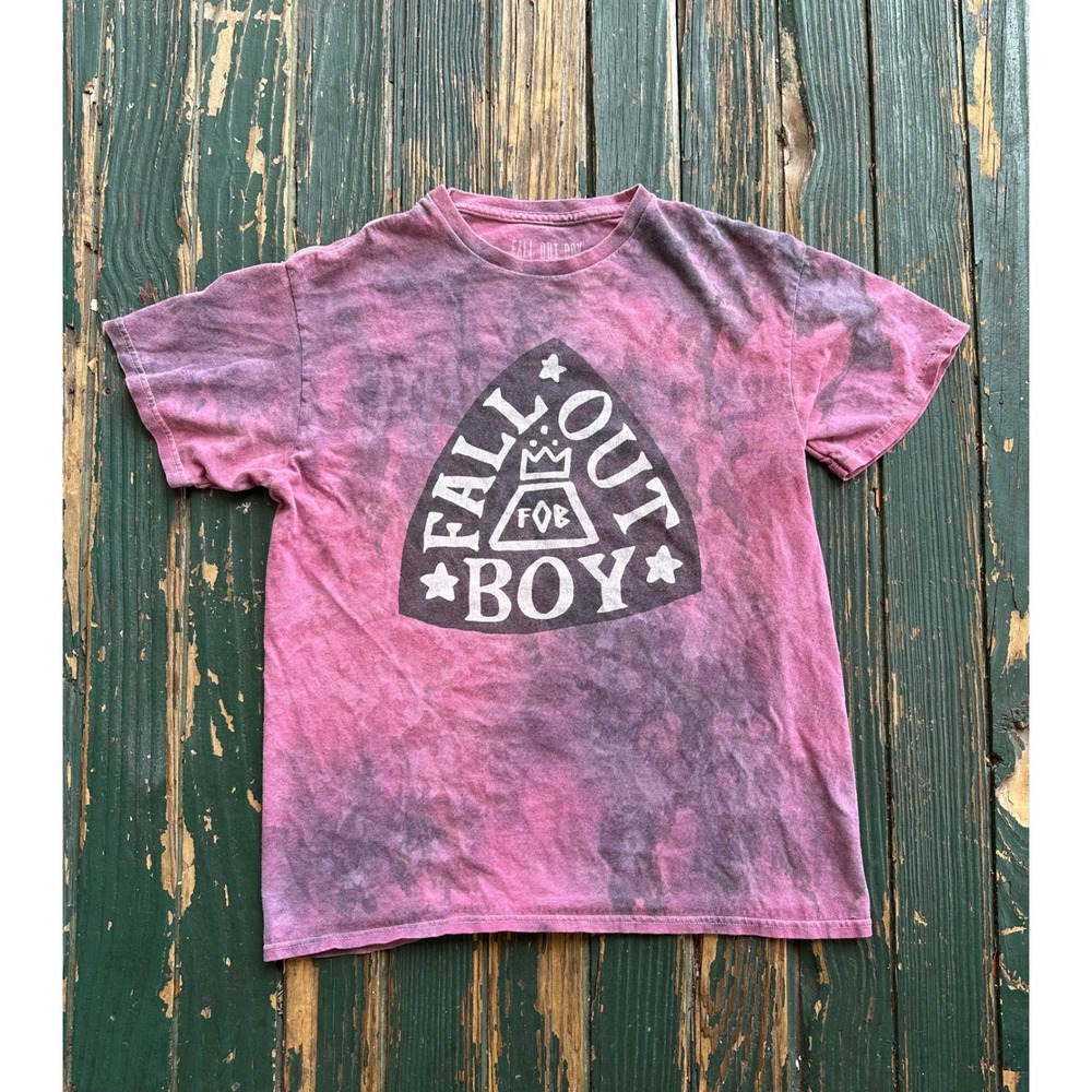 Fall Out Boy Band T-Shirt Pink Purple Tie Dye Graphic Pick Logo Small